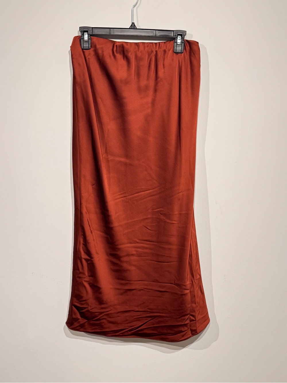 Abercrombie & Fitch Satin Maxi Skirt in Rust